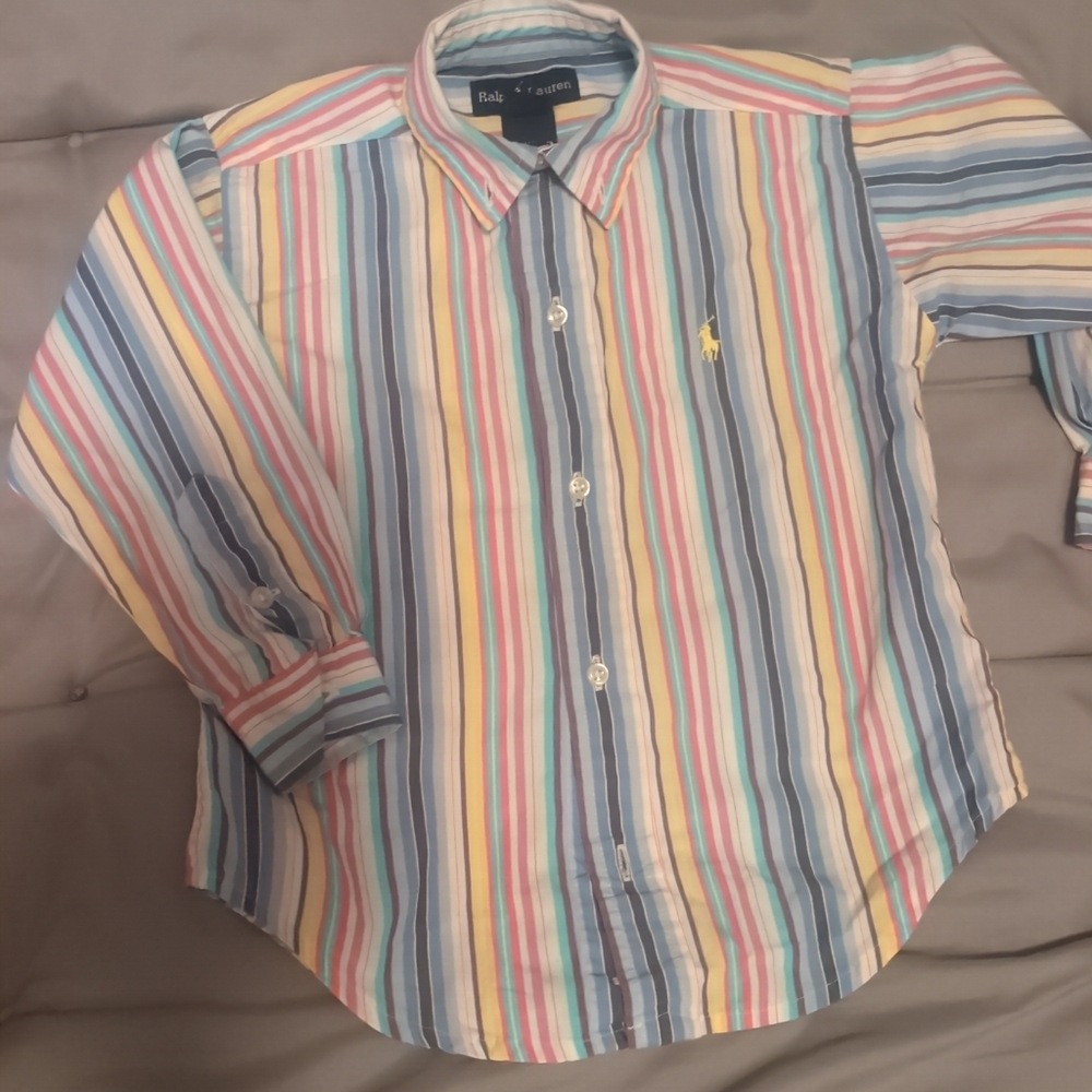 NEW Ralph Lauren Pastel Striped Button Down Shirt Toddler Size 3T